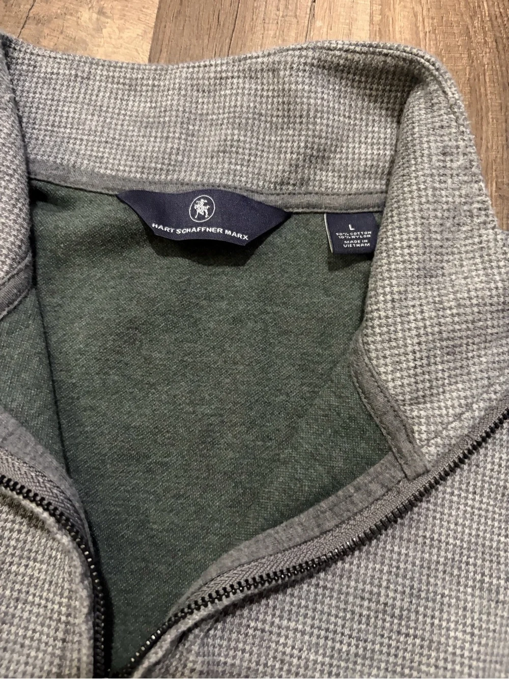 Hart Schaffner Marx Men's Gray Quarter-Zip Waffle Knit Sweater